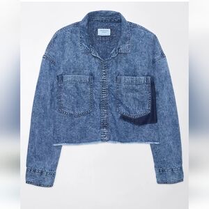 AE Cropped Denim Button-Up Shirt